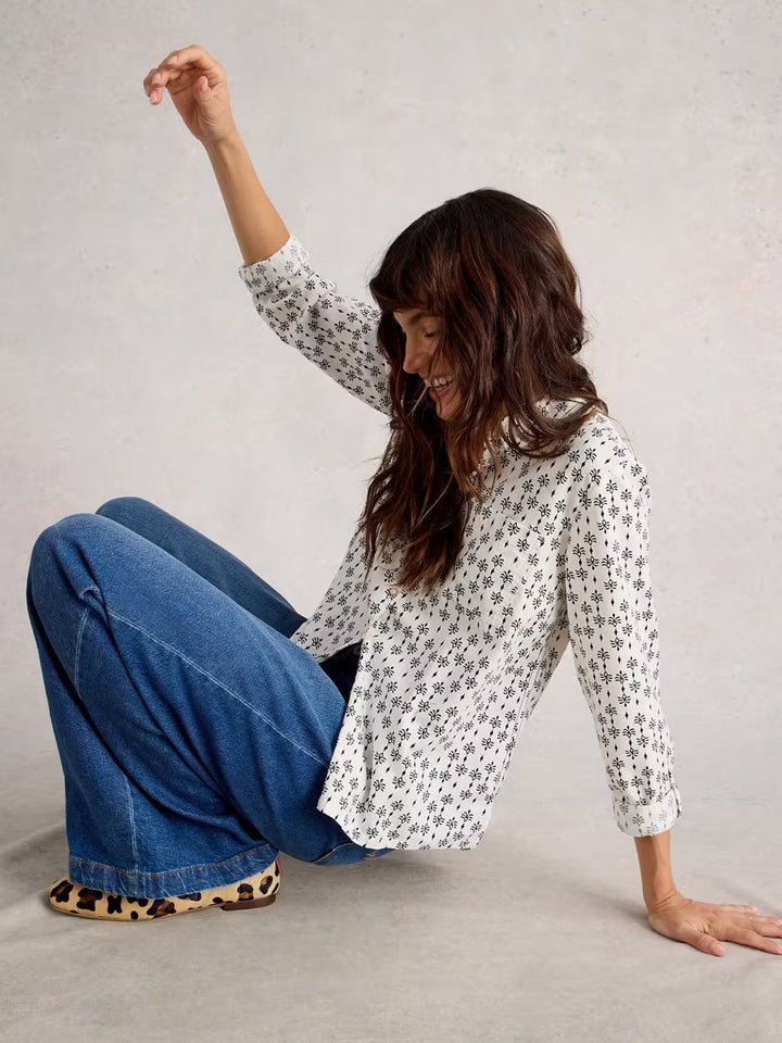 SOPHIE COTTON ORGANIC SHIRT WHITE PRINT