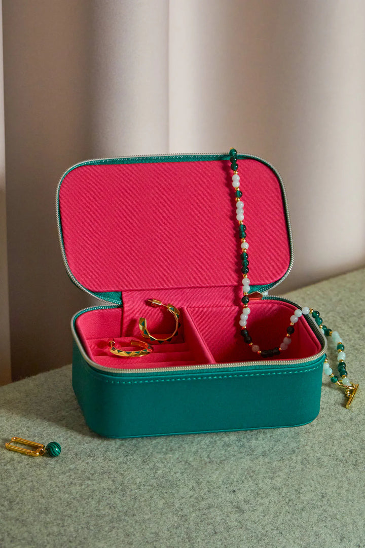 MINI JEWELLERY BOX - CONTRAST SATIN GREEN