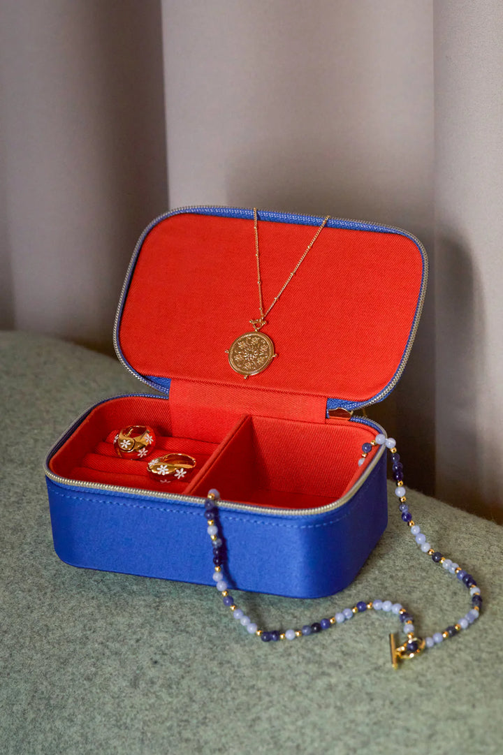 MINI JEWELLERY BOX - CONTRAST SATIN BRIGHT BLUE