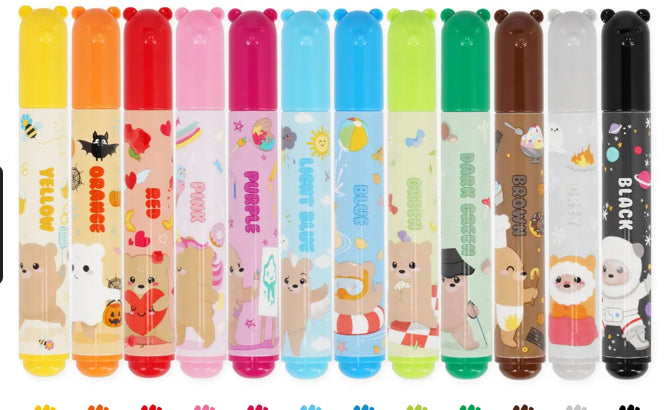 SET OF 12 MARKERS- TEDDY FRIENDS