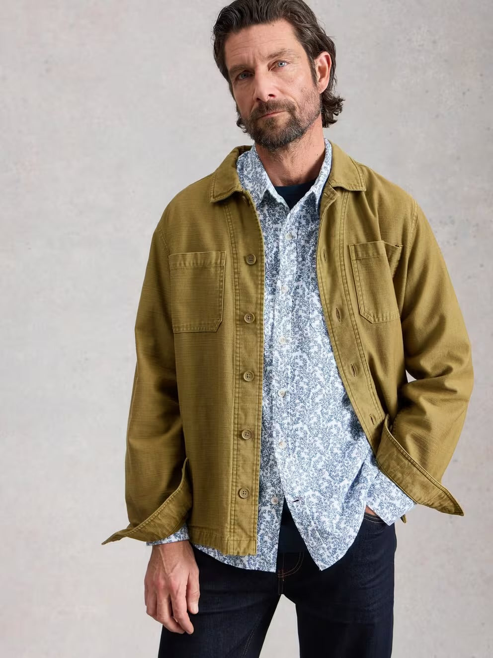 FINSBURY VINE PRINT SHIRT WHITE PRINT