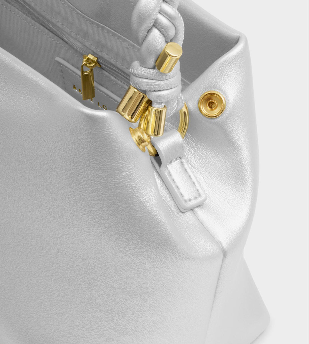 ARDEN BRAIDED TOP HANDLE BAG | SILVER