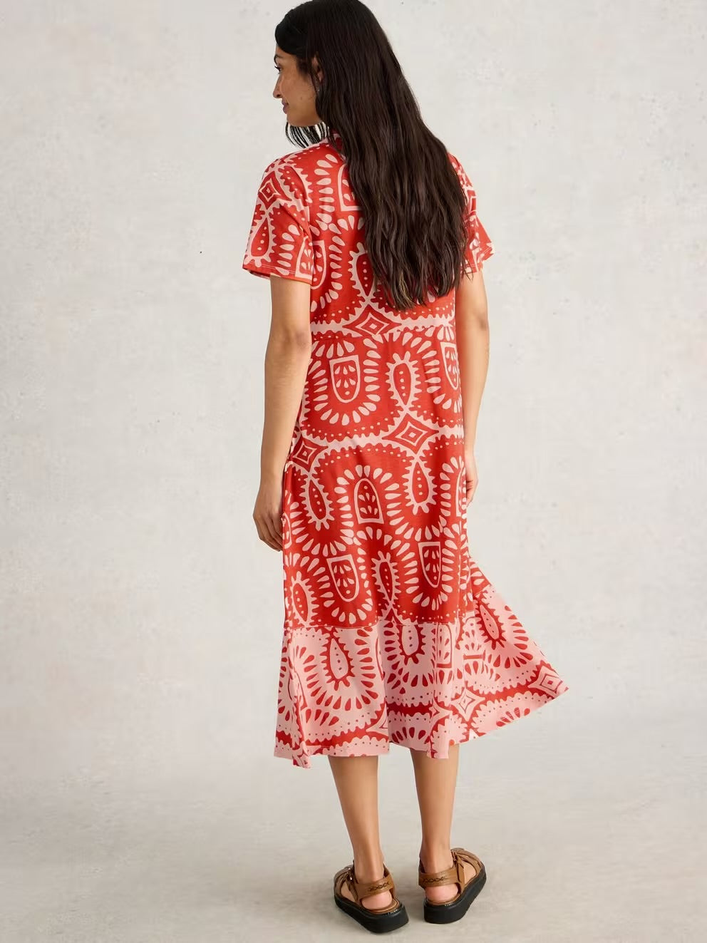 RED PRINT RUA JERSEY SHIRT DRESS
