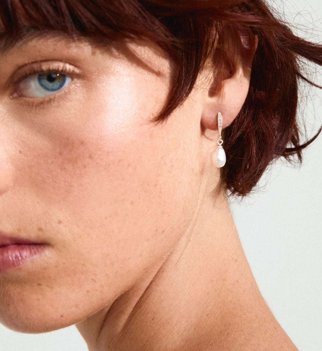 JASMIN PEARL EARRINGS SILVER PLATED