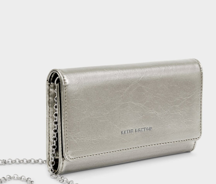 ZEA PATENT CRACKLE PURSE CROSSBODY | PEWTER