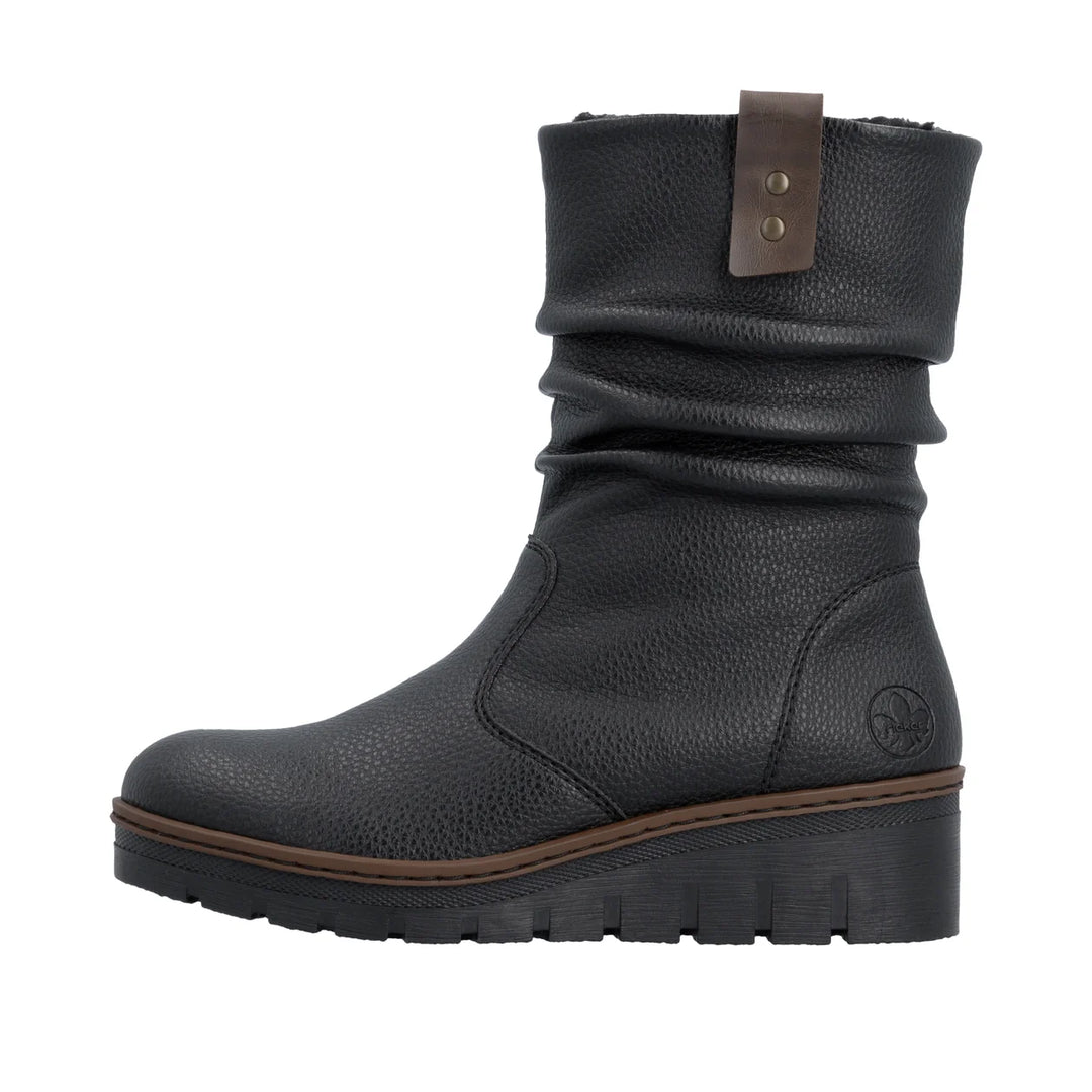 Rieker Women's Black Wedge Ankle Boots X9155-00