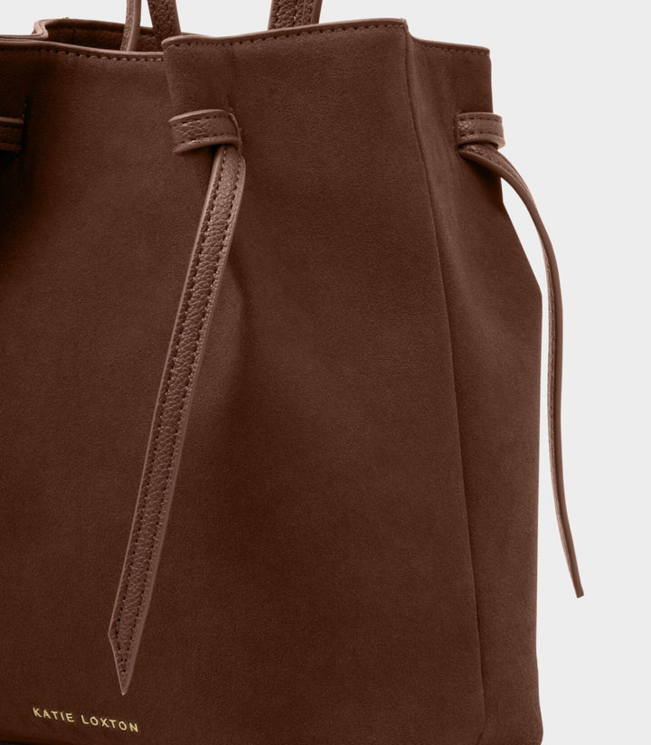 LARGE CELINA SUEDETTE  BUCKET BAG CHOCOLATE