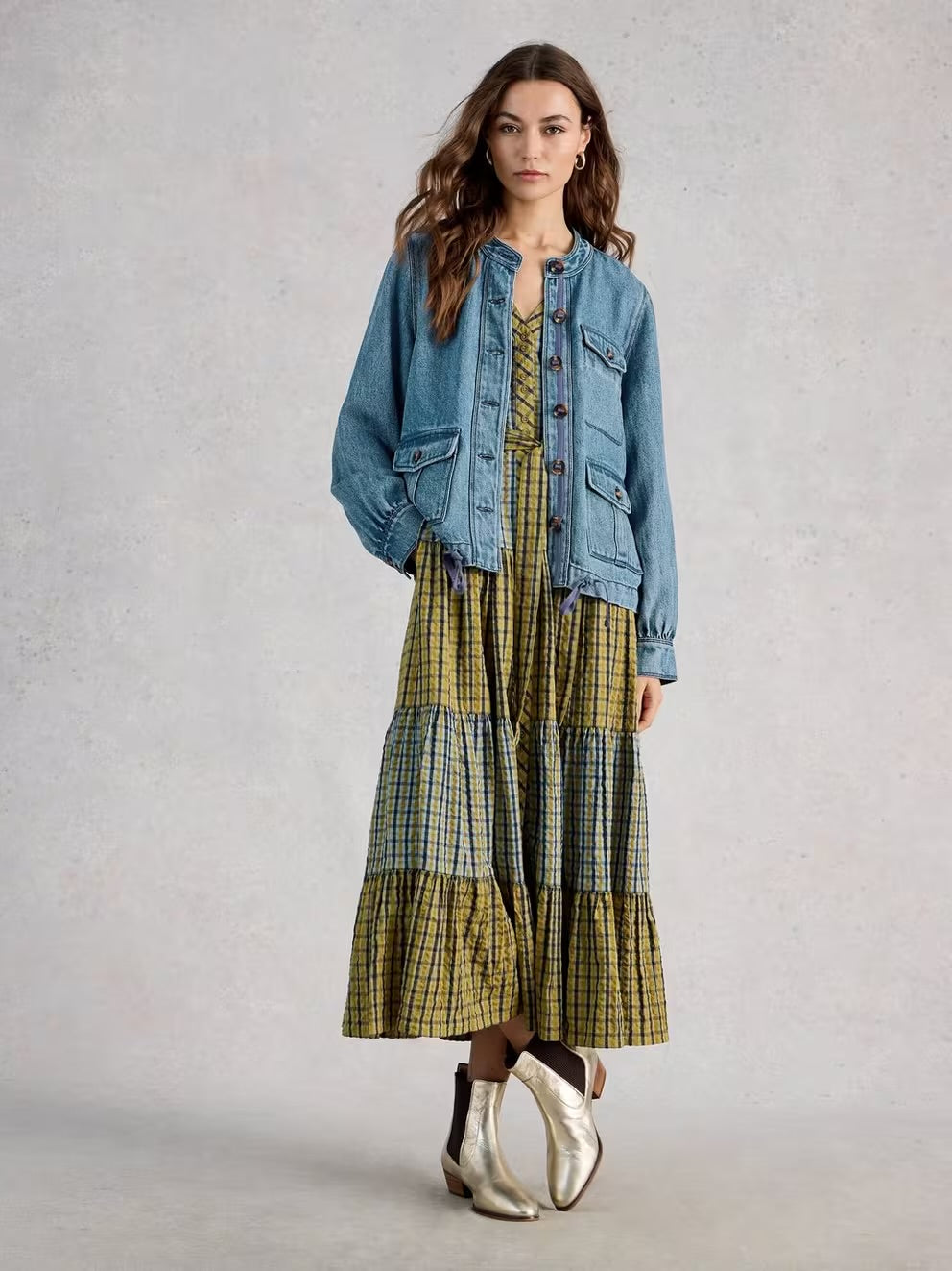 DEMI UTILITY DENIM JACKET MID DENIM