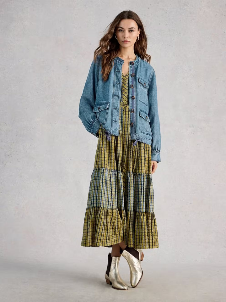 DEMI UTILITY DENIM JACKET MID DENIM