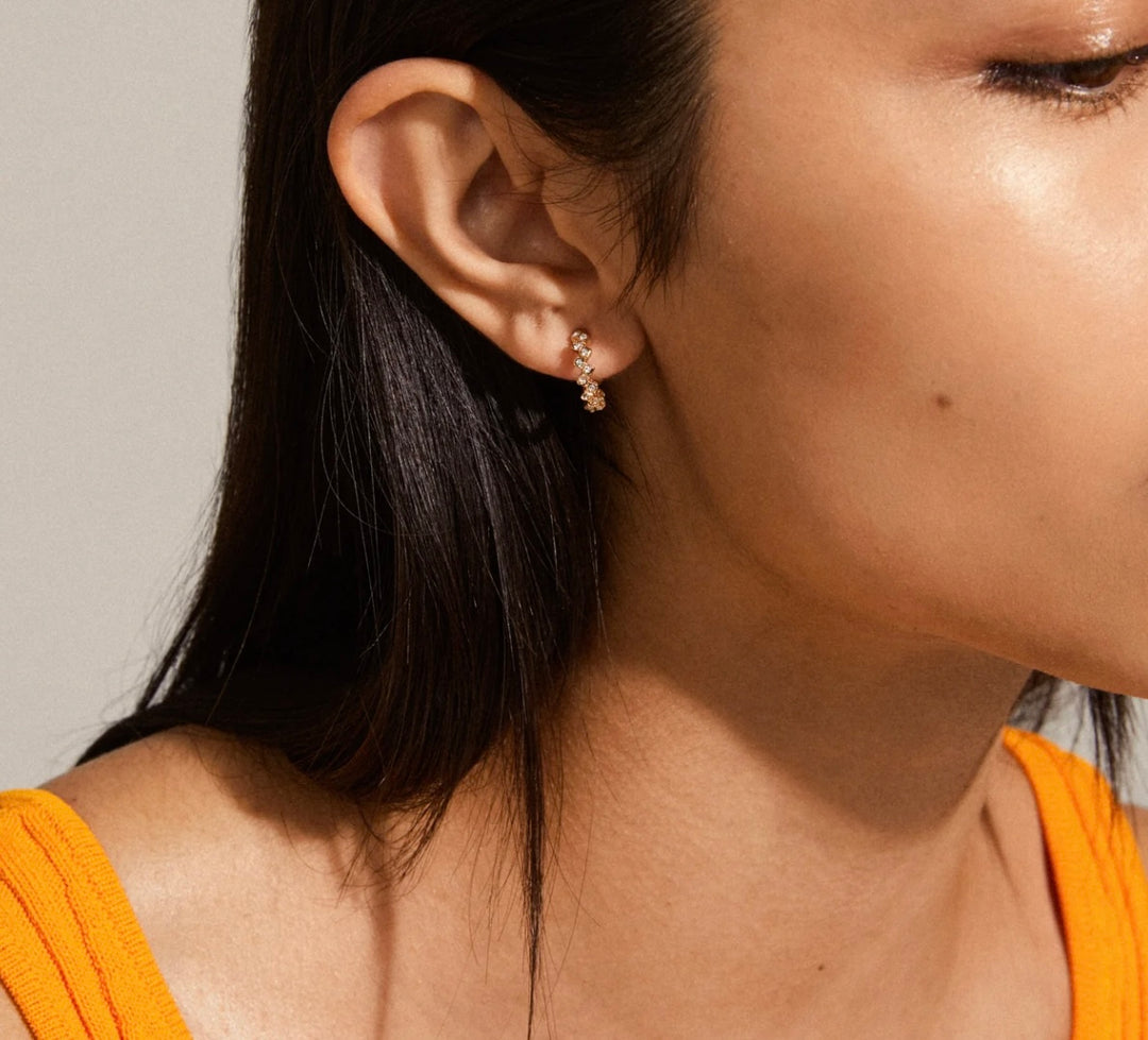 ESTER CRYSTAL HOOP EARRINGS GOLD PLATED