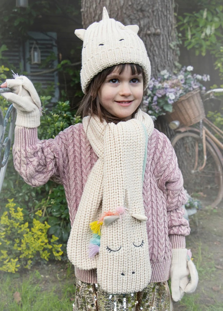 RAINBOW UNICORN KNITTED SCARF 3-10 YEARS