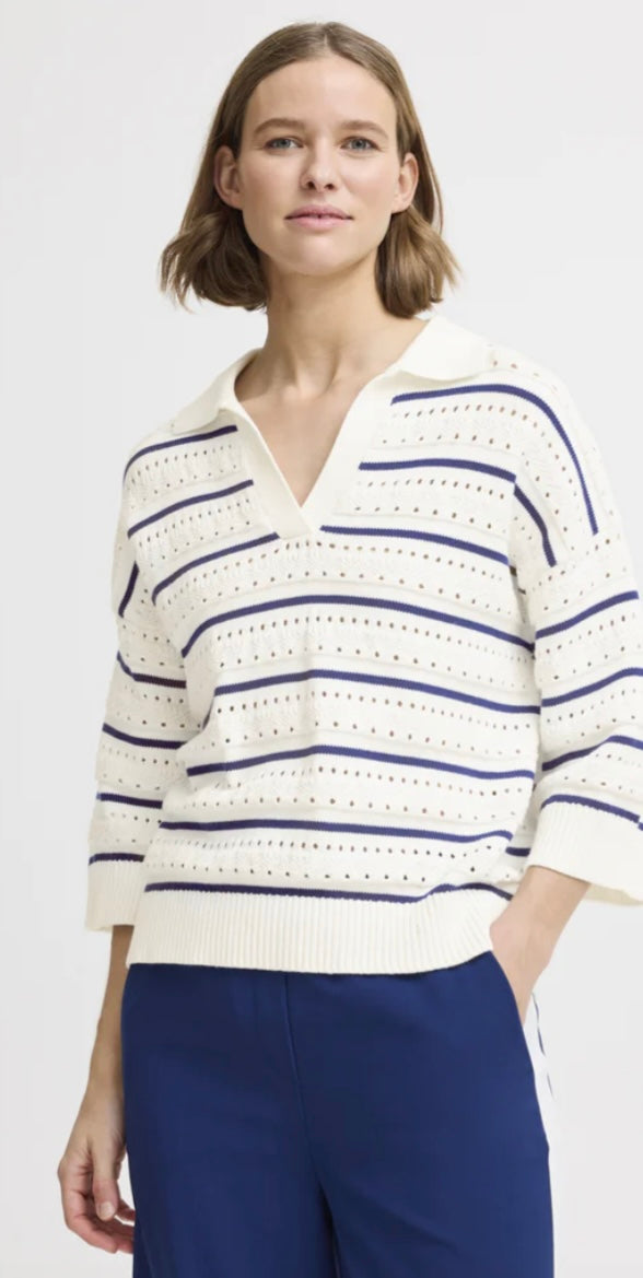 MARSHMALLOW MIX MADALENA POLO KNIT TOP