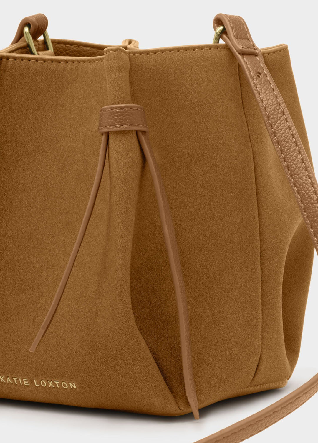 CELINA MINI SUEDETTE BUCKET BAG |  CARAMEL SUETTTE