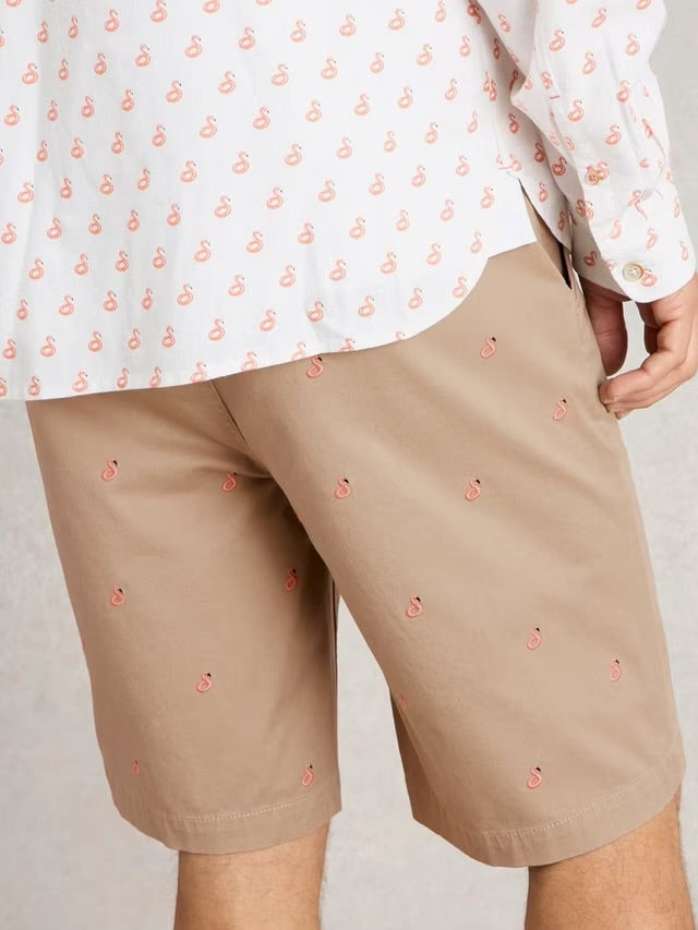 NATURAL PRINT FLAMINGO SHORT