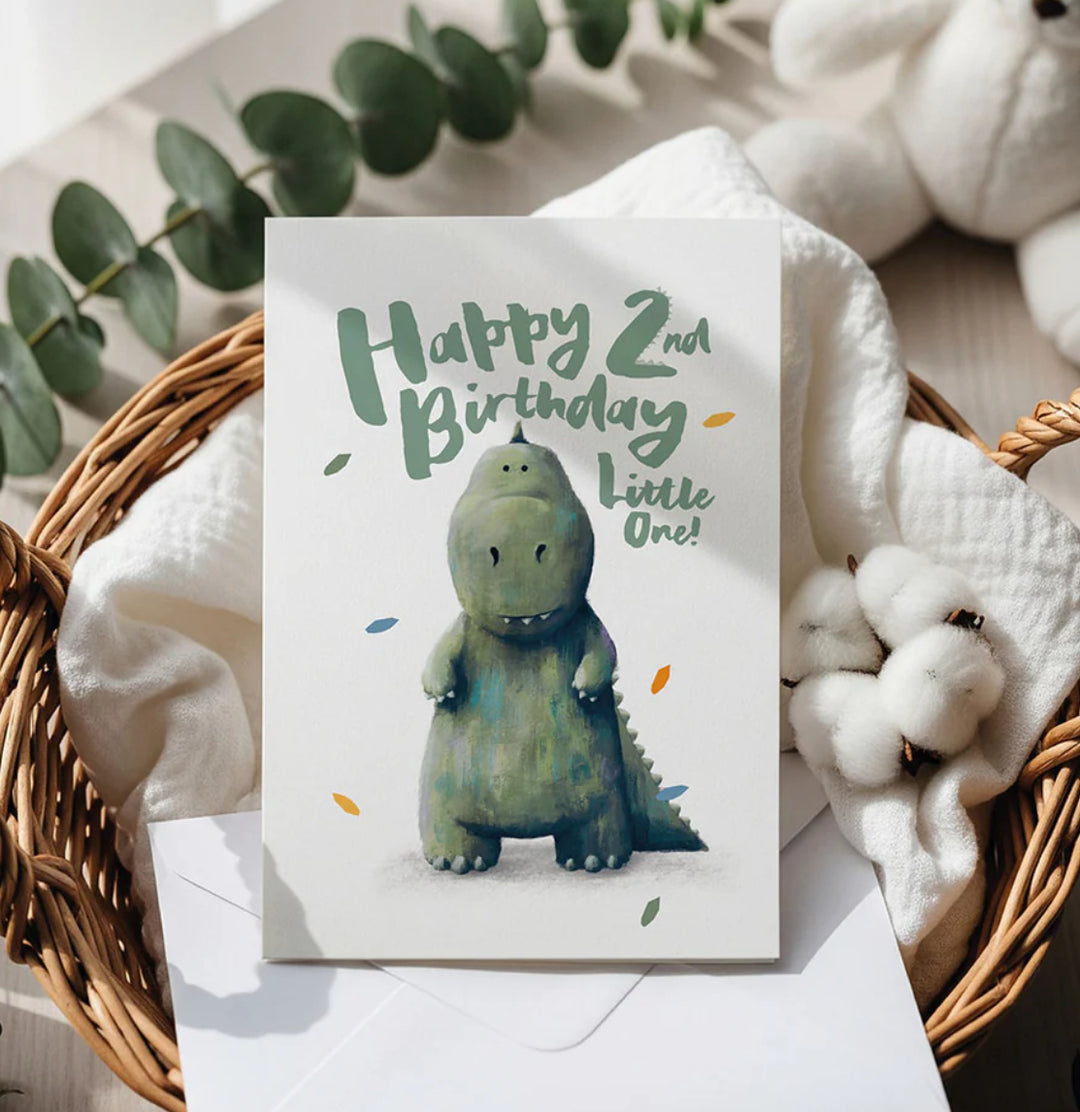 DINOSAUR 2ND BIRTHDAY CARD