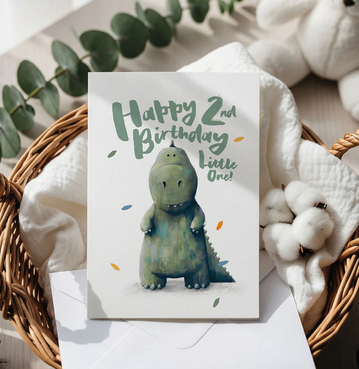 DINOSAUR 2ND BIRTHDAY CARD
