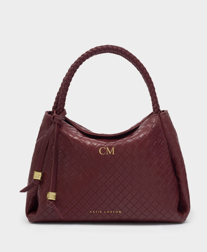NOVA WOVEN TEXTURE TOP HANDLE BAG CHERRY