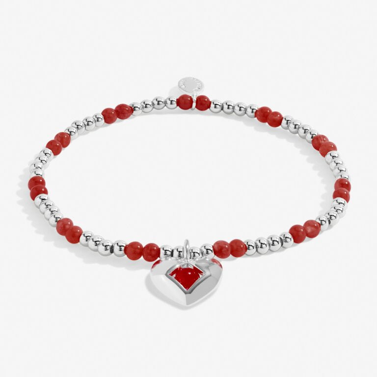 A LITTLE JANUARY GARNET BIRTHSTONE SILVER PLATED BRACELET