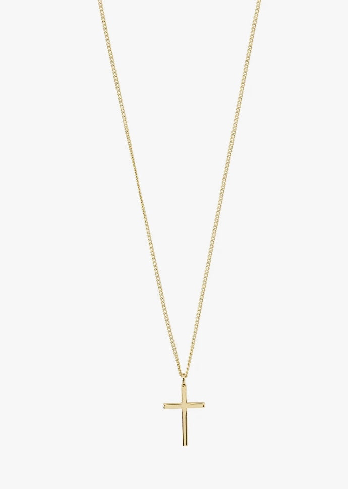 DAISY RECYCLED GOLD PLATED CROSS PENDANT NECKLACE