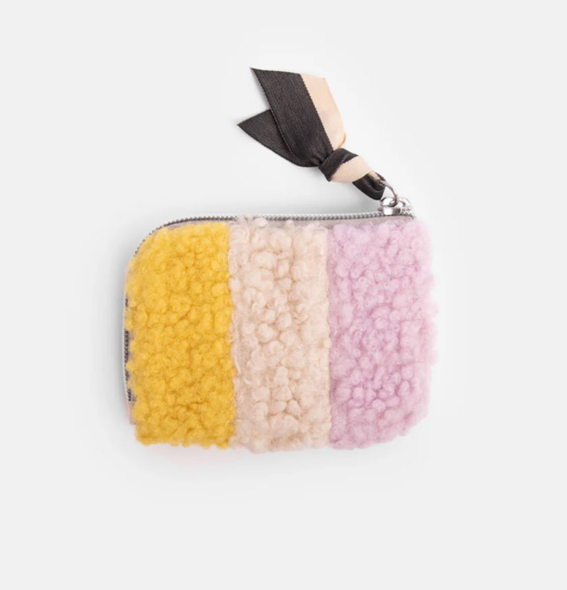 MULTI STRIPE BORG CORNER PURSE