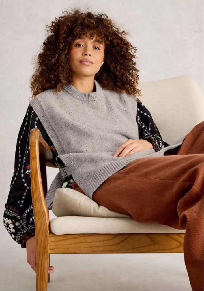 TANYA TABARD PONCHO GREY MARL