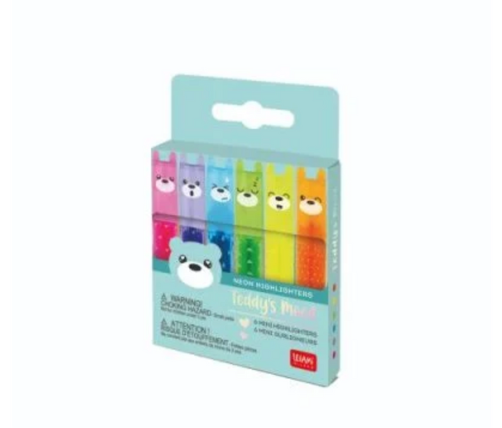 TEDDY HIGHLIGHTERS SET OF 6- TEDDYS MOOD