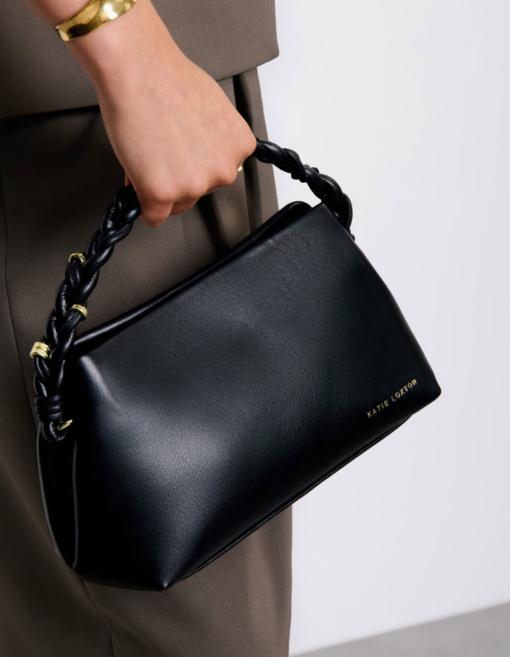 ARDEN BRAIDED TOP HANDLE BAG | BLACK