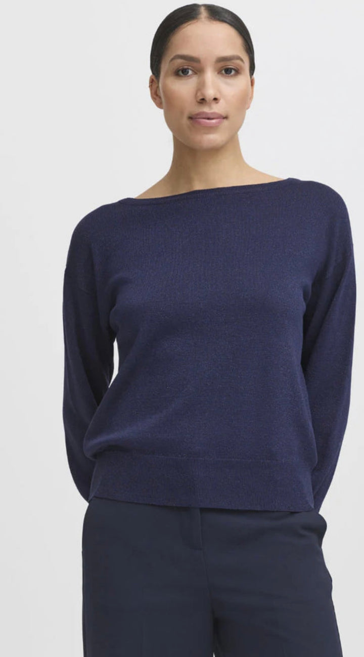 EVENING BLUE MOBBIE BOAT NECK JUMPER