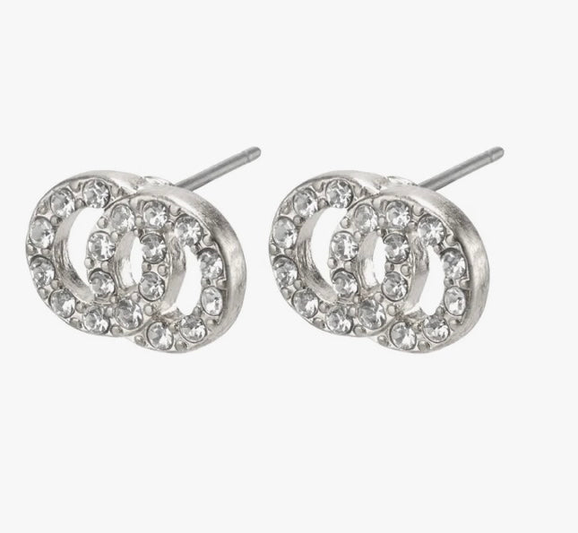 VICTORIA RECYCLED CRYSTAL SILVER PLATED EARRINGS