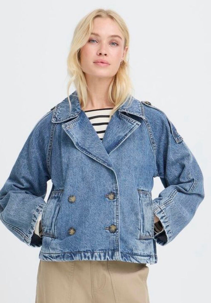CITAN TRENCH COAT MID BLUE DENIM