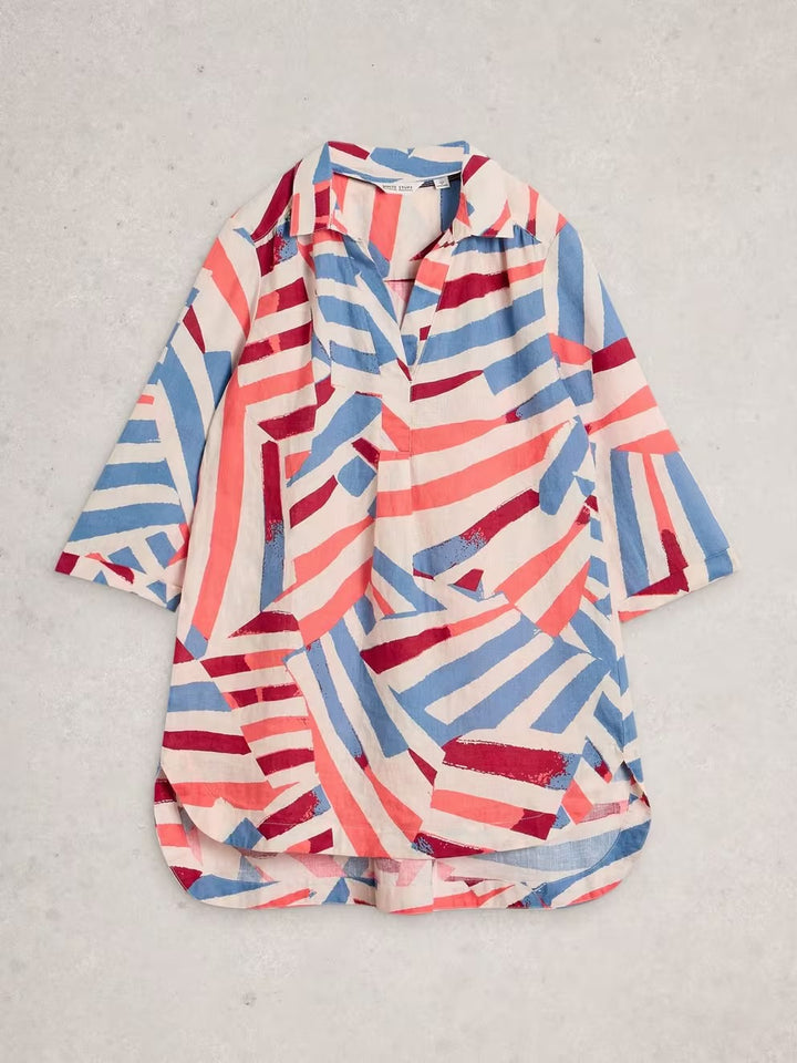 BIANCA LINEN TUNIC IVORY PRINT