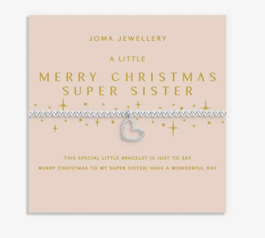CHRISTMAS A LITTLE MERRY CHRISTMAS SUPER SISTER SILVER PLATED BRACELET