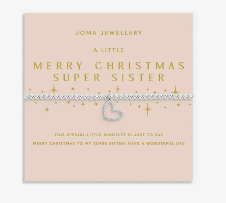 CHRISTMAS A LITTLE MERRY CHRISTMAS SUPER SISTER SILVER PLATED BRACELET