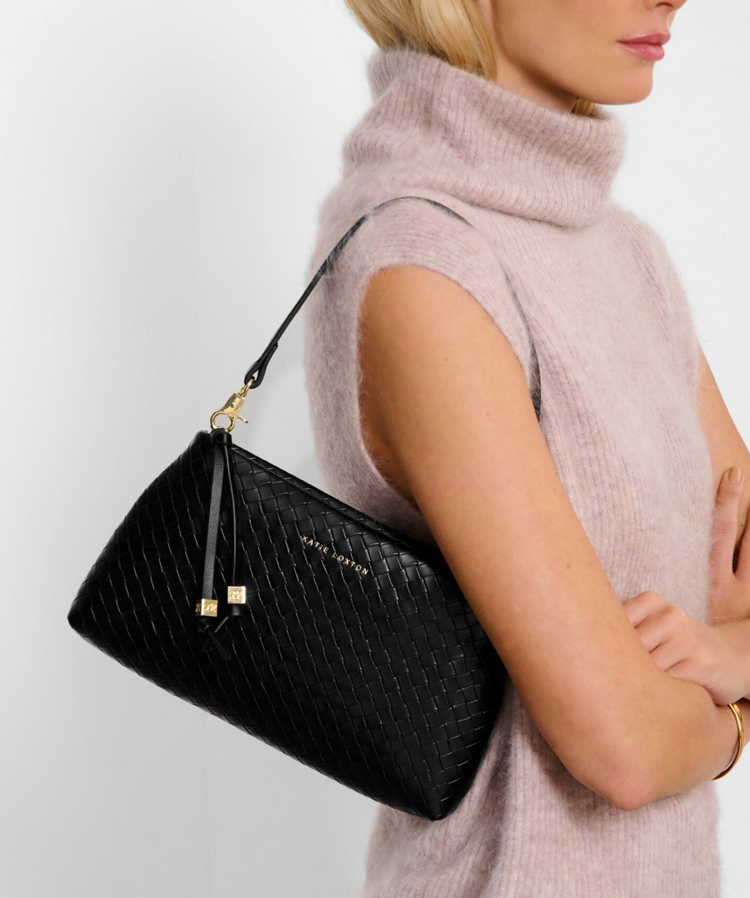 NOVA WOVEN TEXTURE CLUTCH | BLACK
