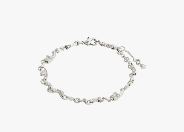 HALLIE ORGANIC CRYSTAL SILVER PLATED BRACELET