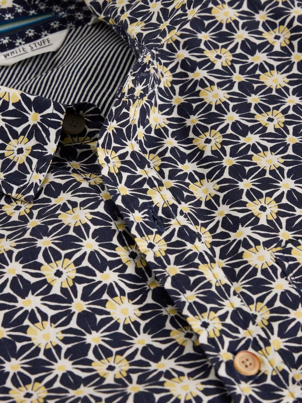 FUJI FLOWER PRINTED SHIRT NAVY PRINT