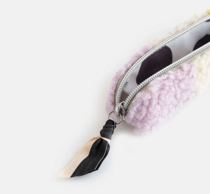 MULTI STRIPE BORG PENCIL CASE