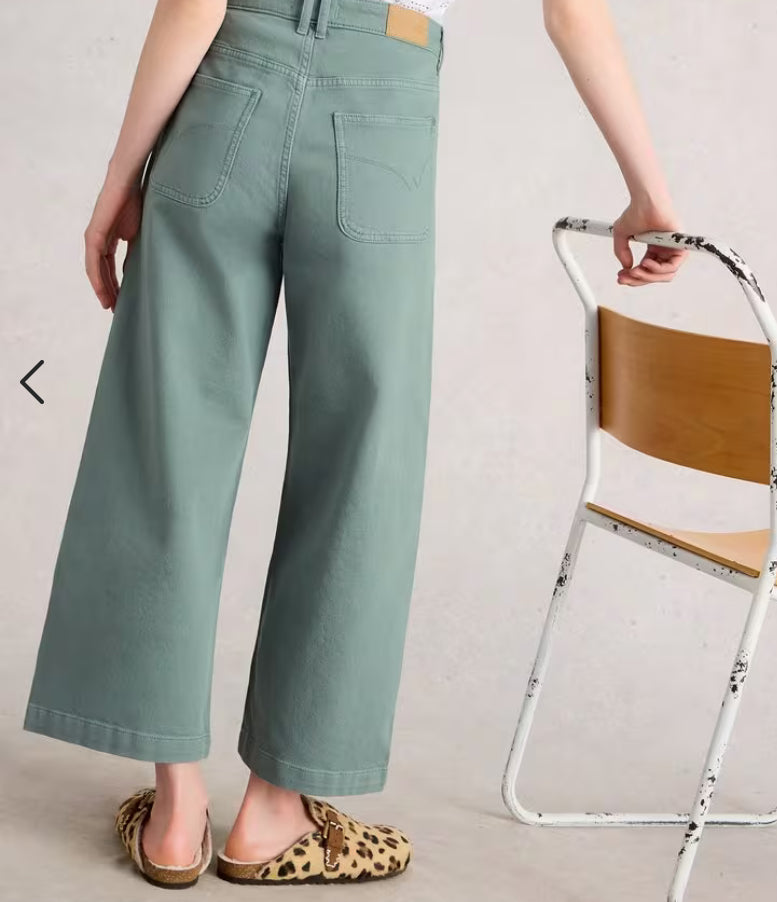 TIA WIDE LEG CROP JEAN MID BLUE