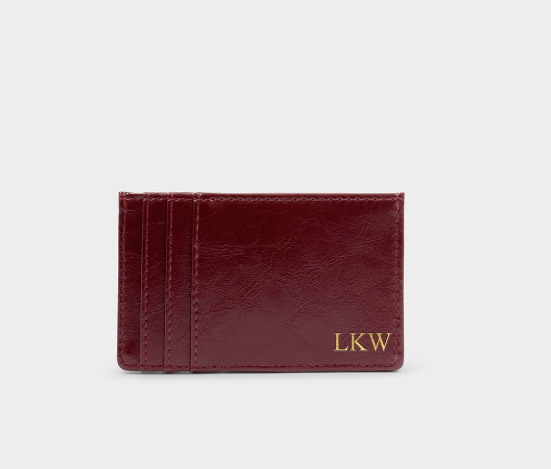 LAILA SLIM TEXTURED PATENT CARDHOLDER | CHERRY