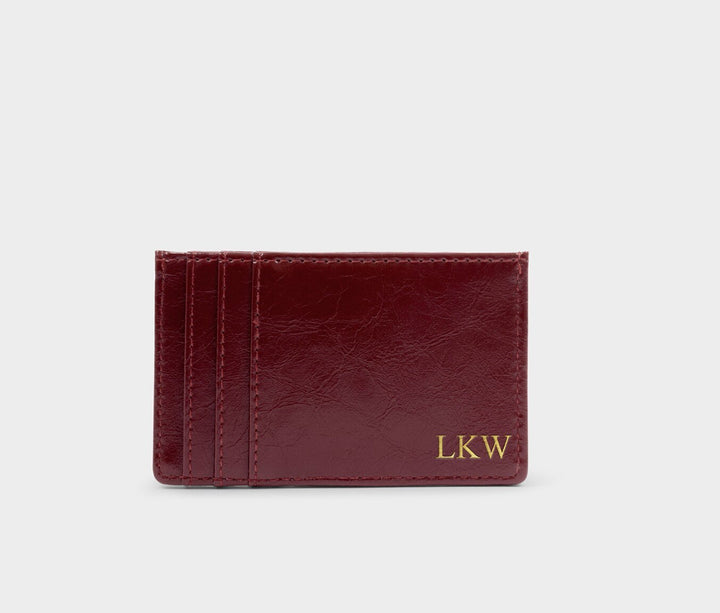 LAILA SLIM TEXTURED PATENT CARDHOLDER | CHERRY