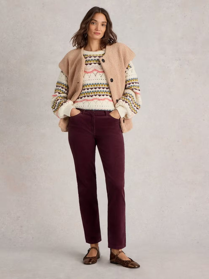 BROOKE STRAIGHT CORD TROUSER PLUM