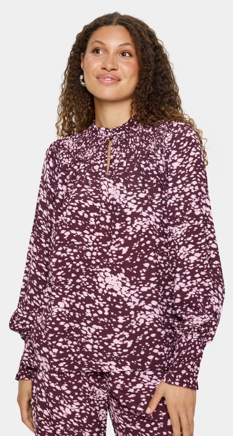 MALIKA SZ BLOUSE FUDGE SPOTTY ANIMAL