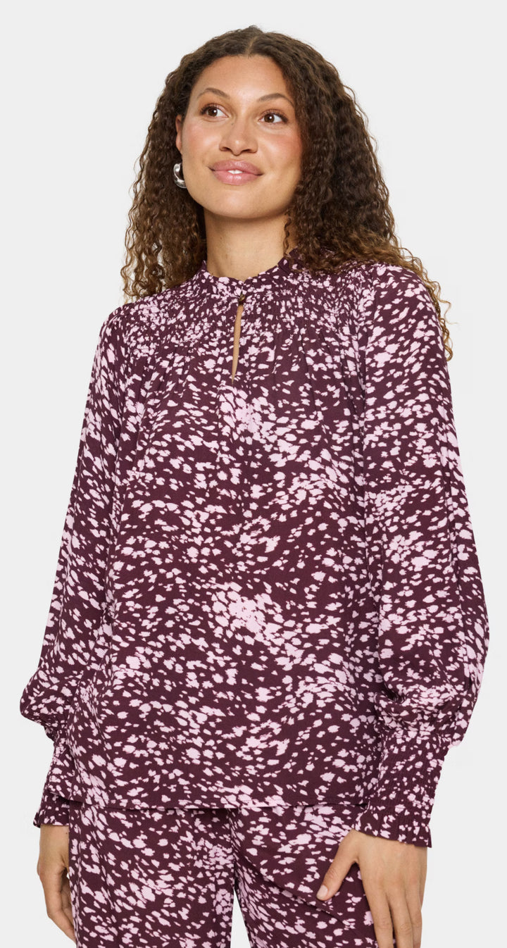 MALIKA SZ BLOUSE FUDGE SPOTTY ANIMAL