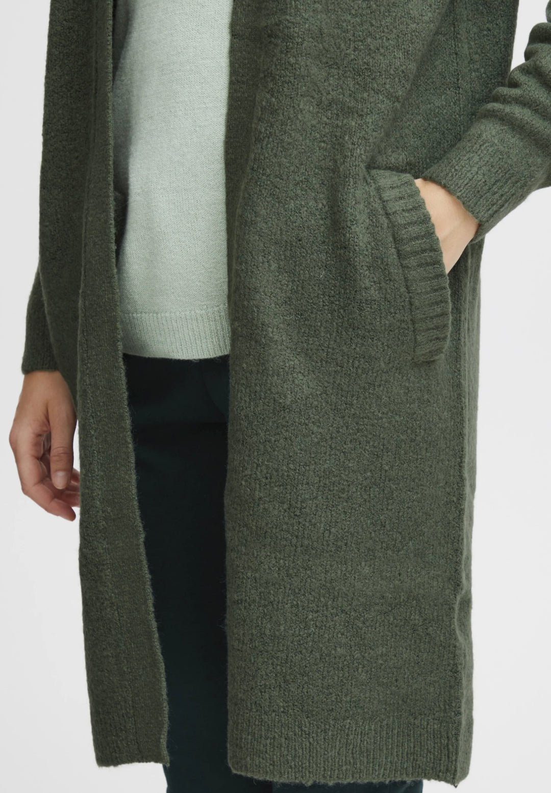 MIRELLE LONG CARDIGAN FOILAGE GREEN