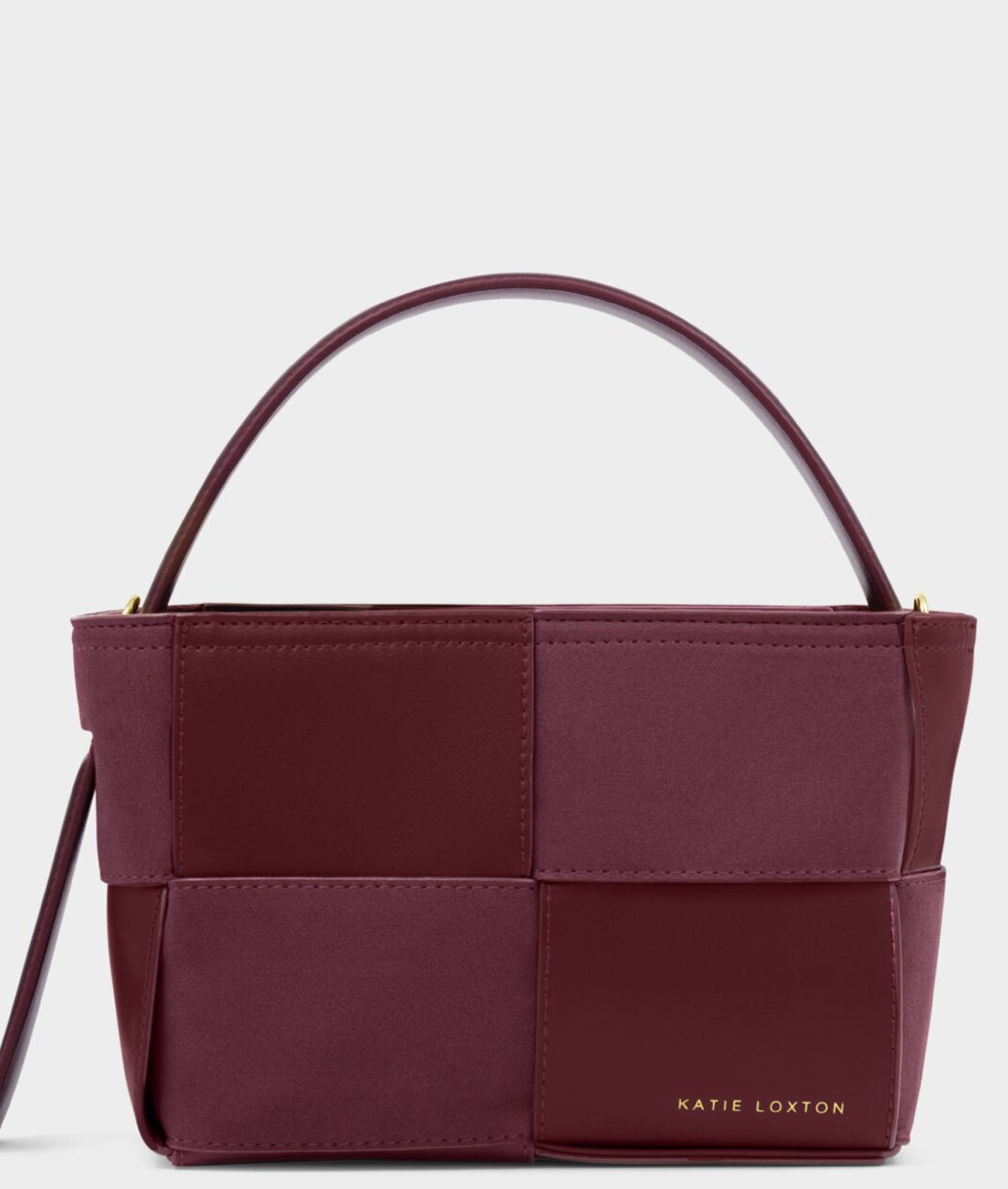 TAYA WOVEN SUEDETTE TOP HANDLE
BAG| CHERRY