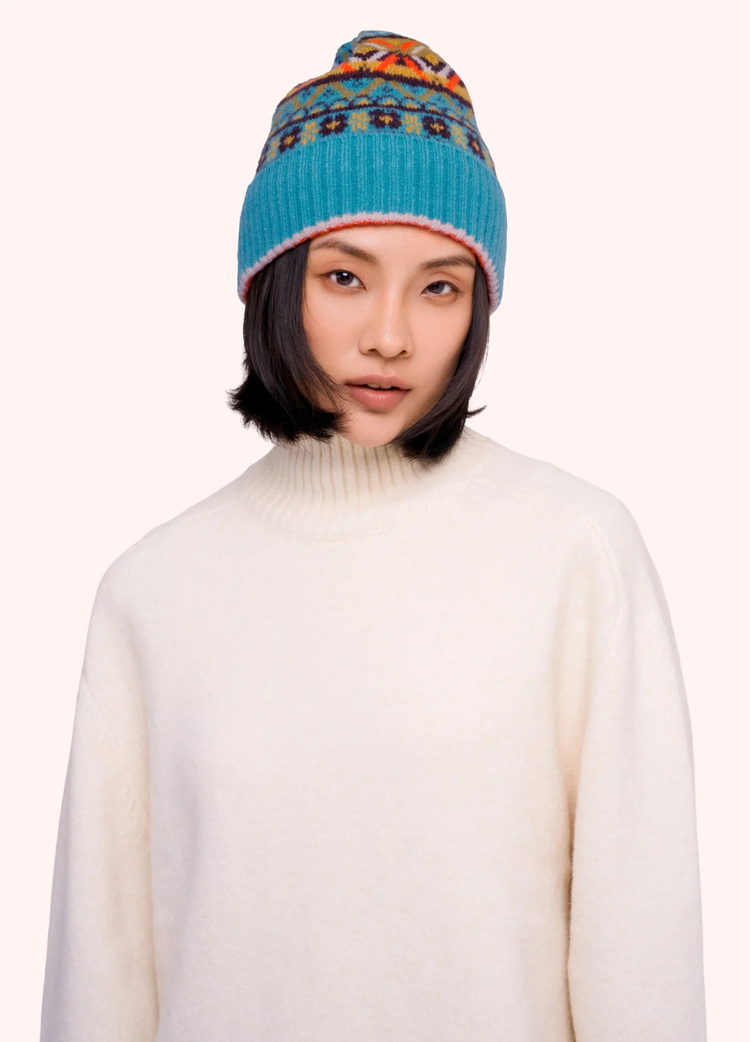 Powder ! Fair Isle Beanie in Teal Mix
