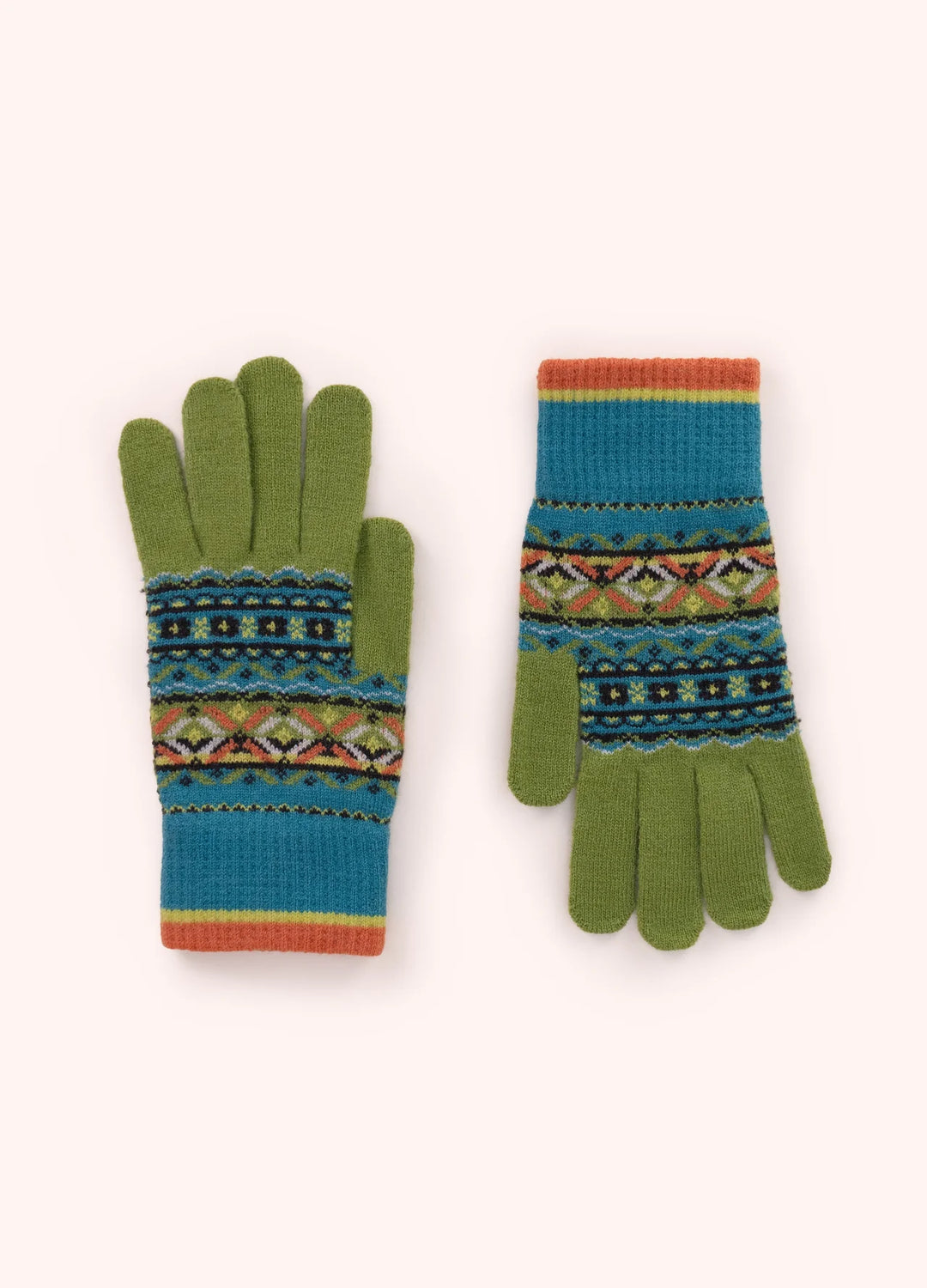 Powder ! Fair Isle Gloves in Teal Mix
