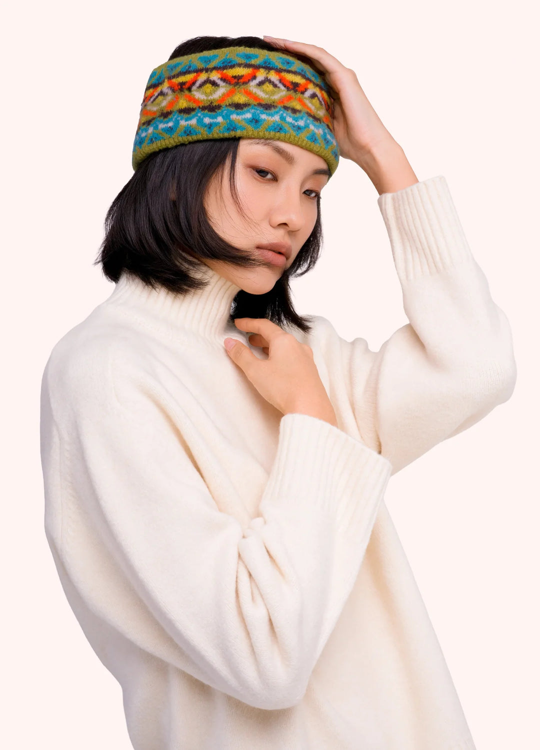 Powder ! Fair Isle Headband in Teal Mix