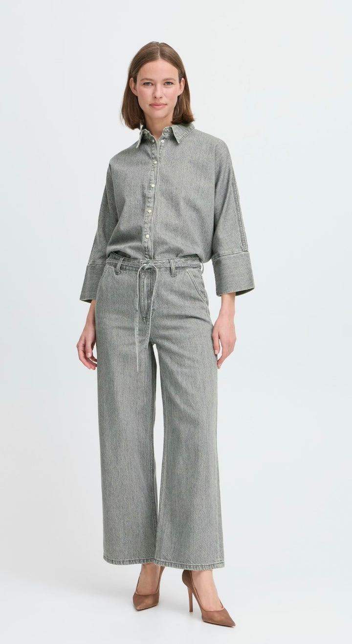 MID GREY DENIM KIMU BELT JEANS