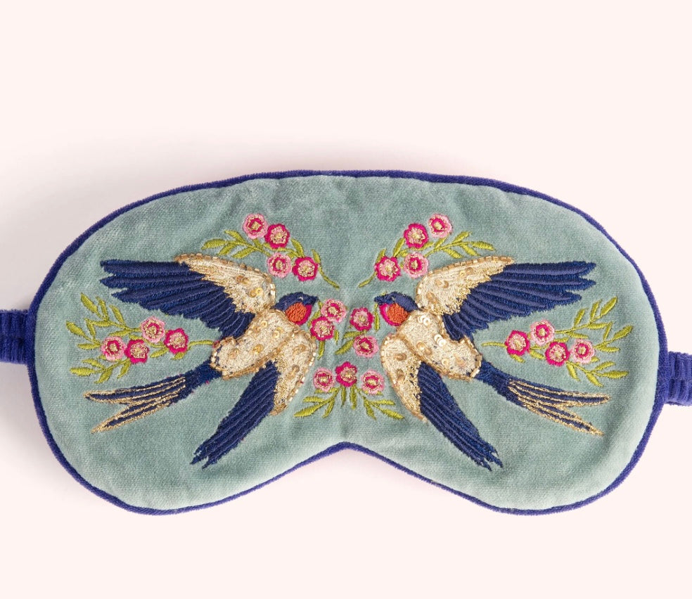 VELVET EYE MASK SWOOPING SWALLOWS ICE